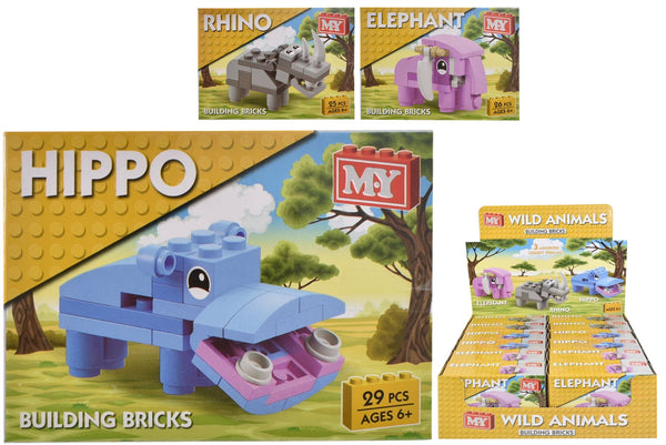 Animal Brick Sets - Build Your Own HIPPO RHINO & ELEPHANT